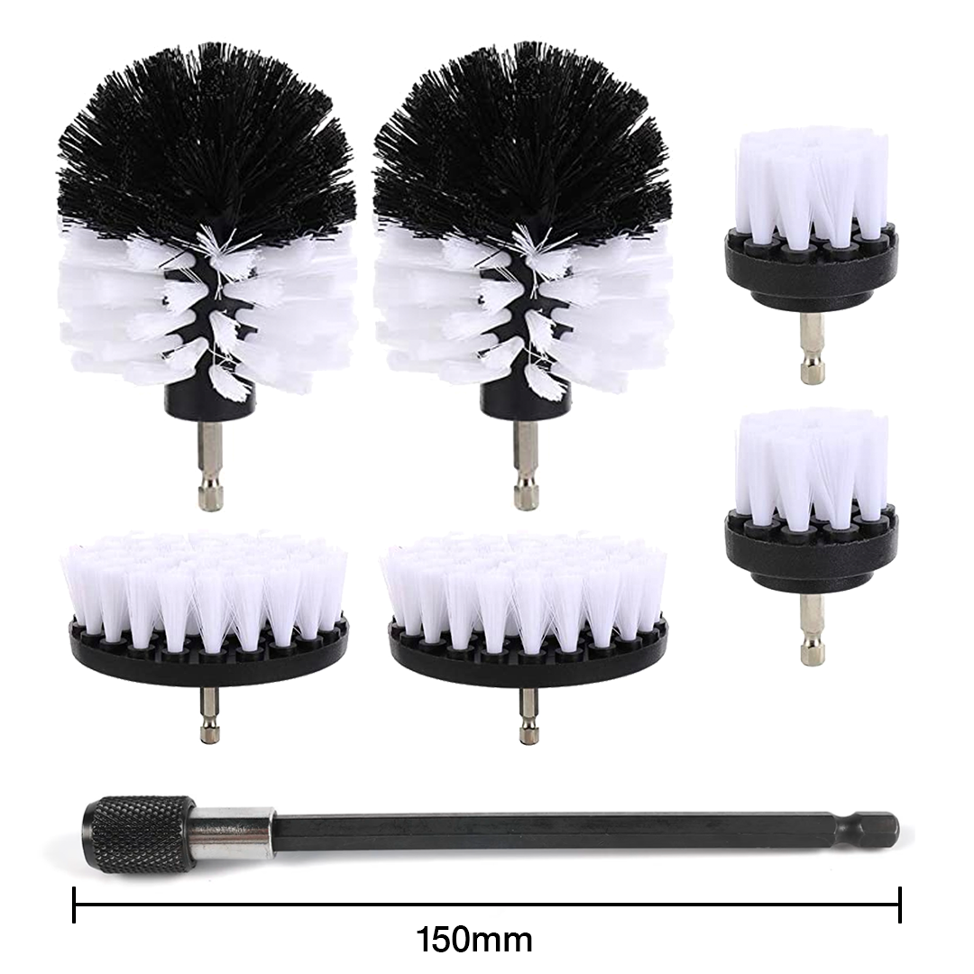 Drill brush 6-pack + 150mm extension rod (SOFT)